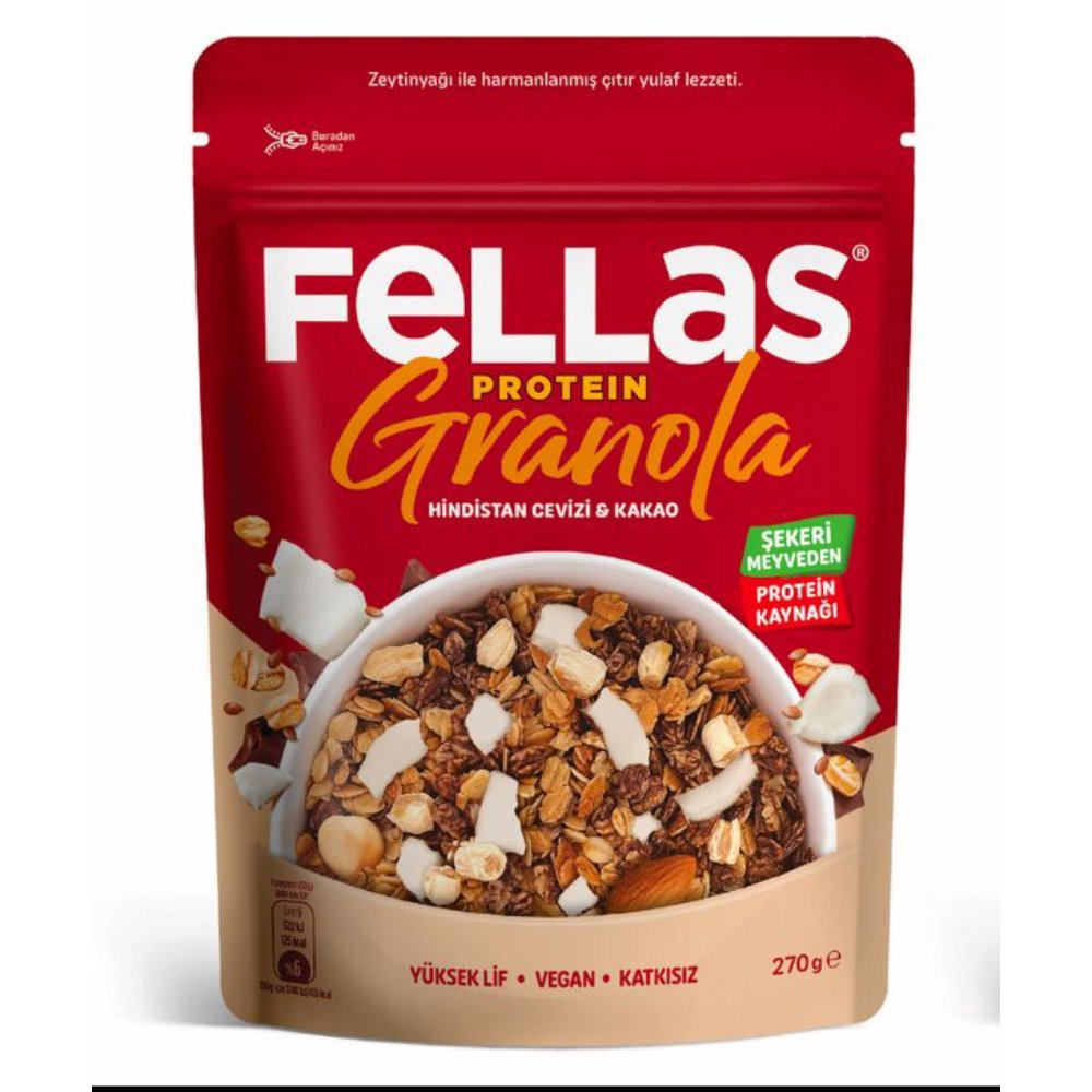 Fellas Vegan Protein Granola Hindistan Cevizi ve Kakao 270gr