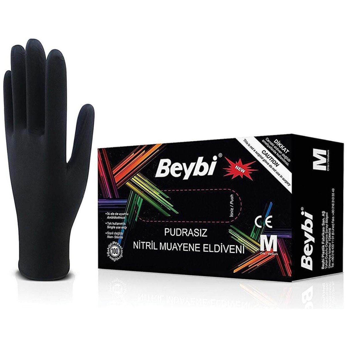 Beybi Eldiven Nitril Siyah M 100'lü