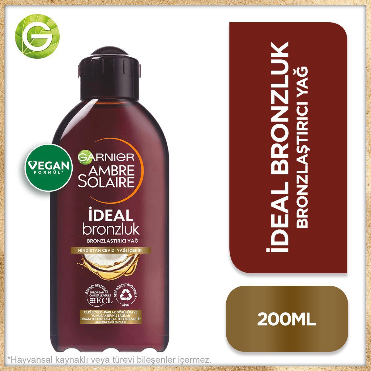 Garnier Solaire İdeal Bronzluk Bronzlaştırıcı Yağ 200ml