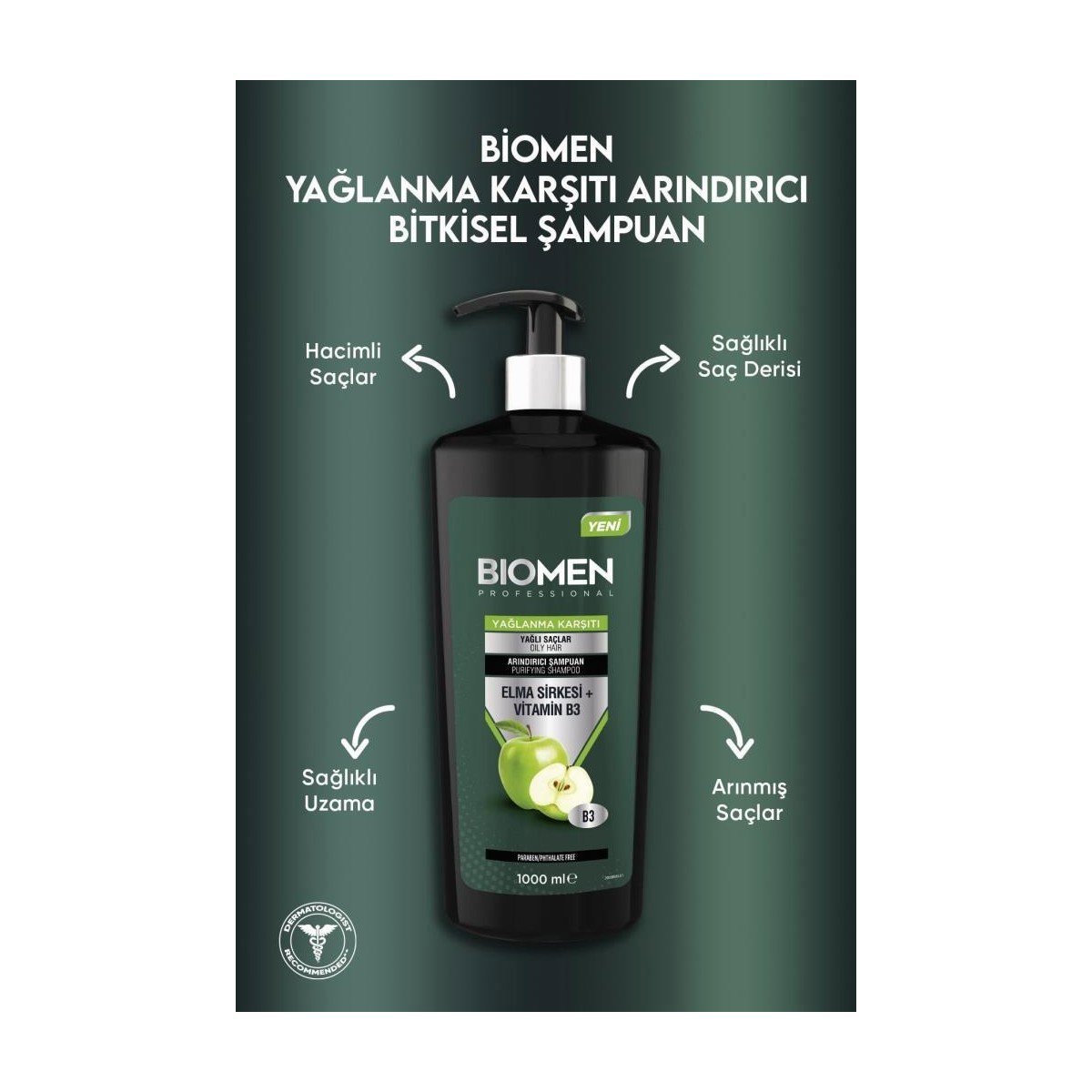 Biomen Şampuan Yağlanma Karşıtı-Elma Sirkesi 1000ml