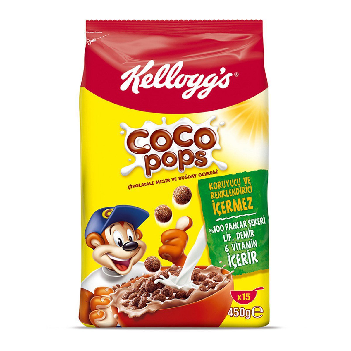 Kellogg's Coco Pops Kakaolu Mısır ve Buğday Gevreği 450g
