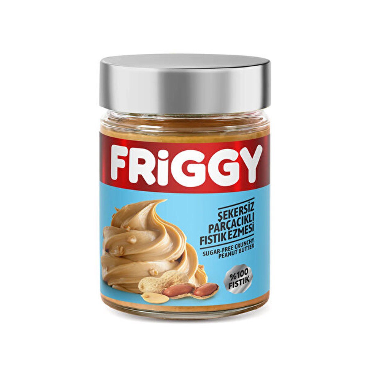 Friggy Şekersiz Parçacıklı Fıstık Ezmesi %100 Fıstık