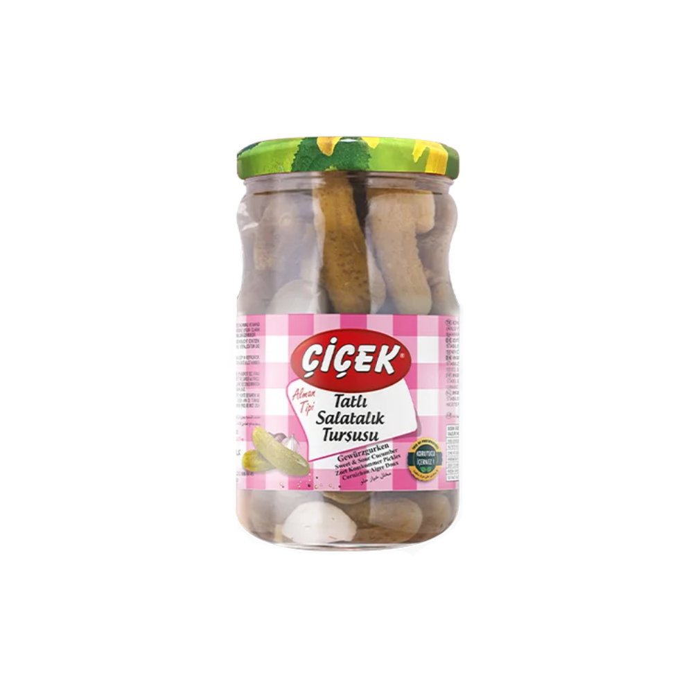 Çiçek Alman Tipi Salatalık Turşusu Cam Kavanoz 720cc Süzme:330gr