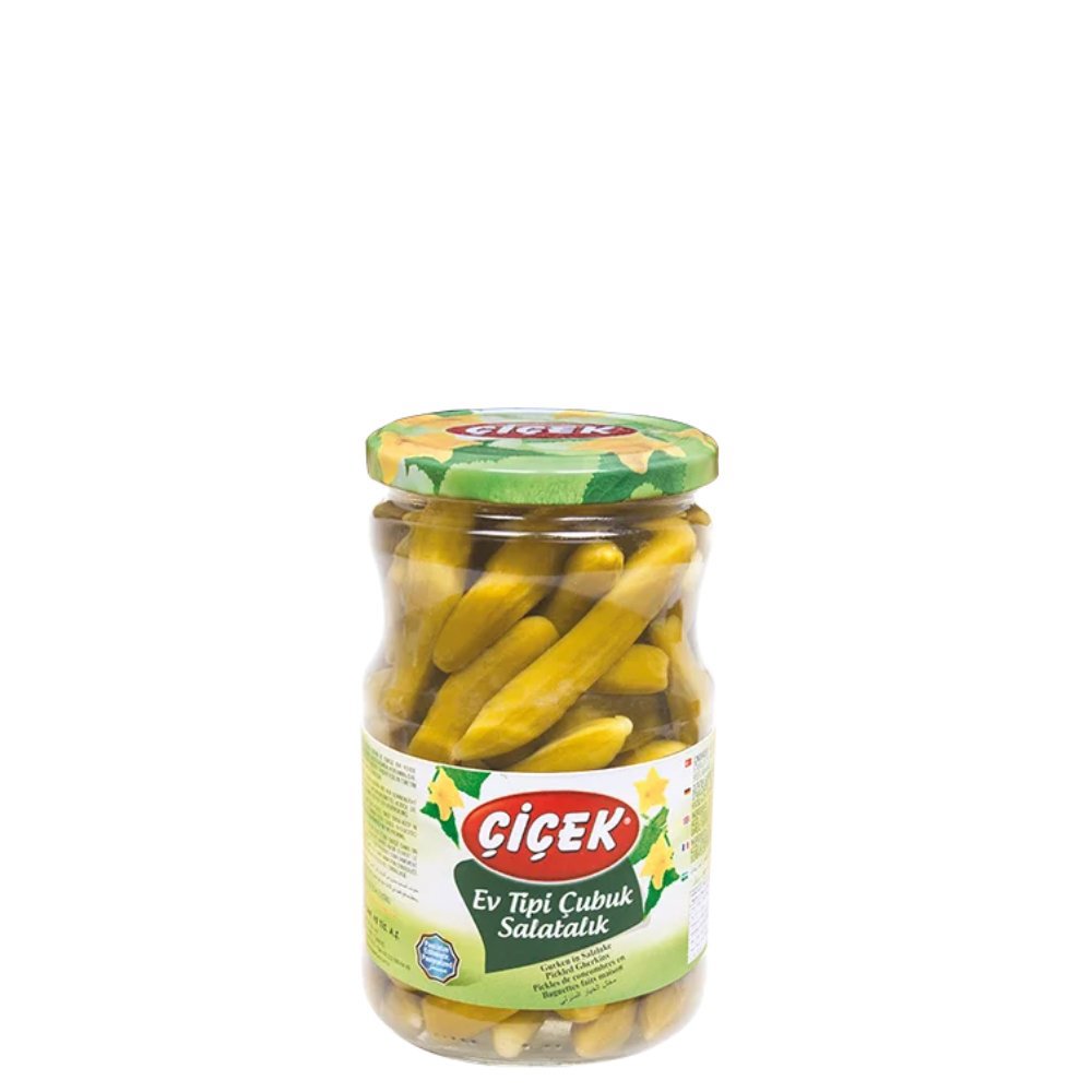 Çiçek Ev Tipi Çubuk Salatalık Turşusu Cam Kavanoz No:0 720cc Süzme:360gr