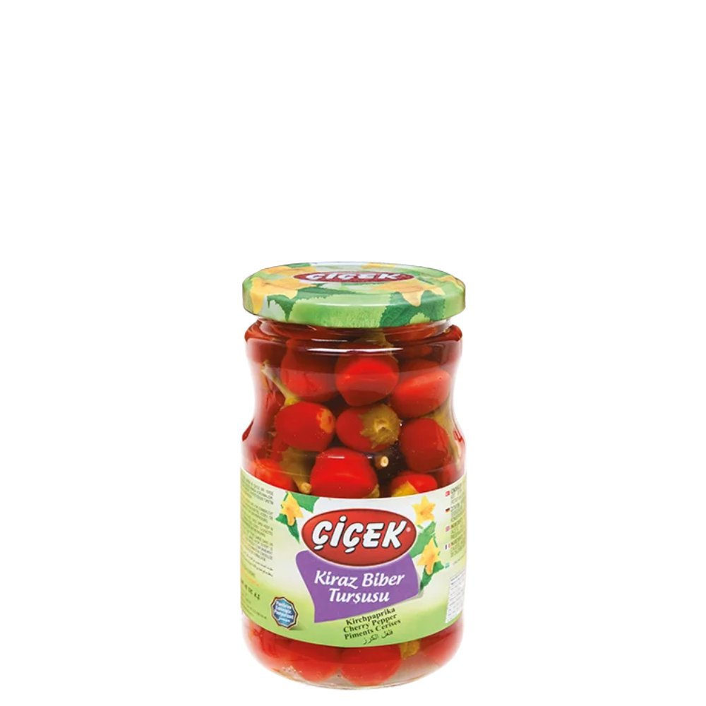 Çiçek Kiraz Biber Turşusu Cam Kavanoz 720cc Süzme:340gr