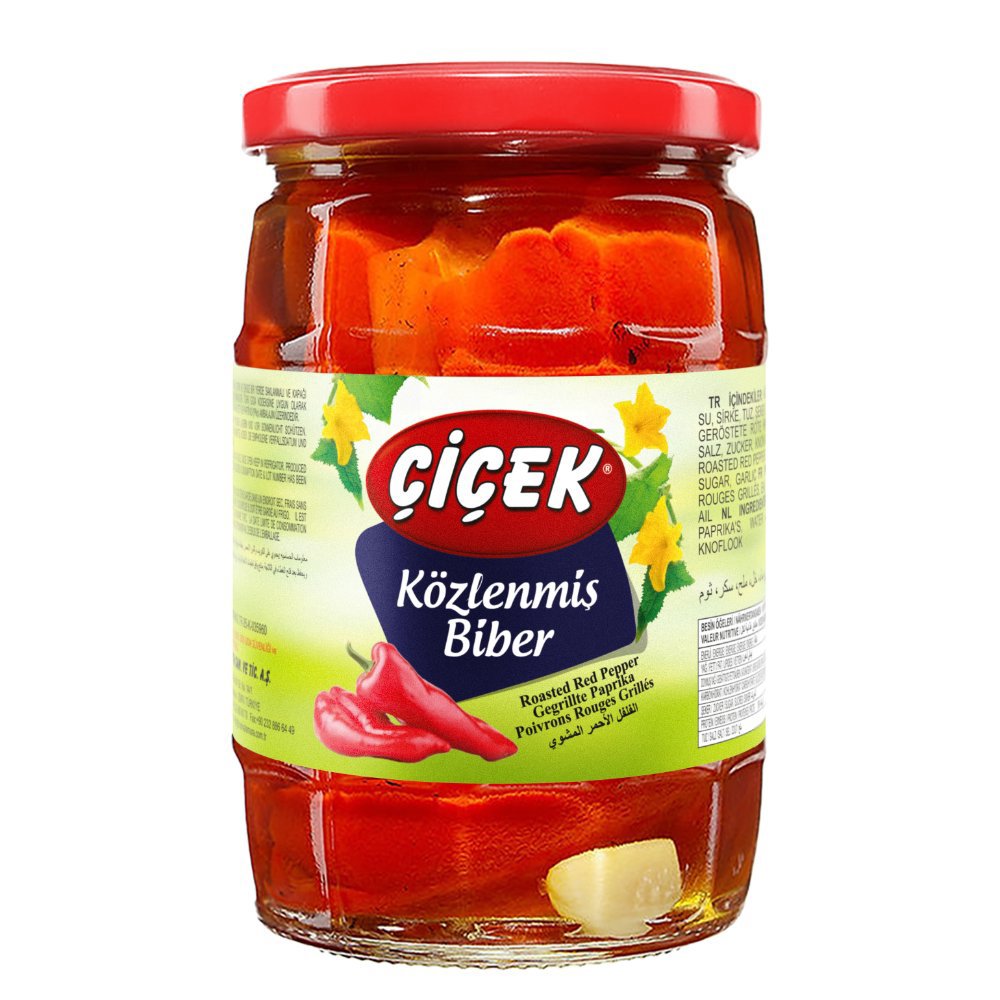 Çiçek Köz Biber Turşusu Cam Kavanoz 660cc Süzme:400gr