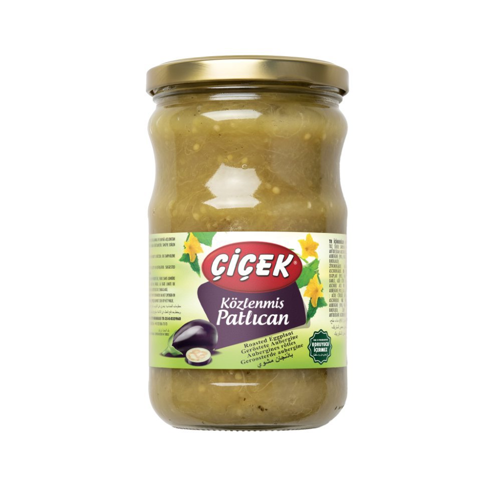 Çiçek Köz Patlıcan Cam Kavanoz 660cc Süzme:630gr