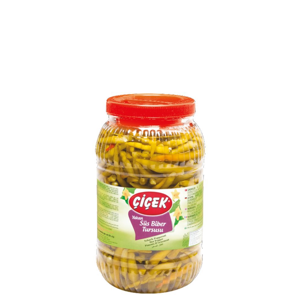 Çiçek Yakan Biber Turşusu Pet Şişe 3kg Süzme:1,2kg