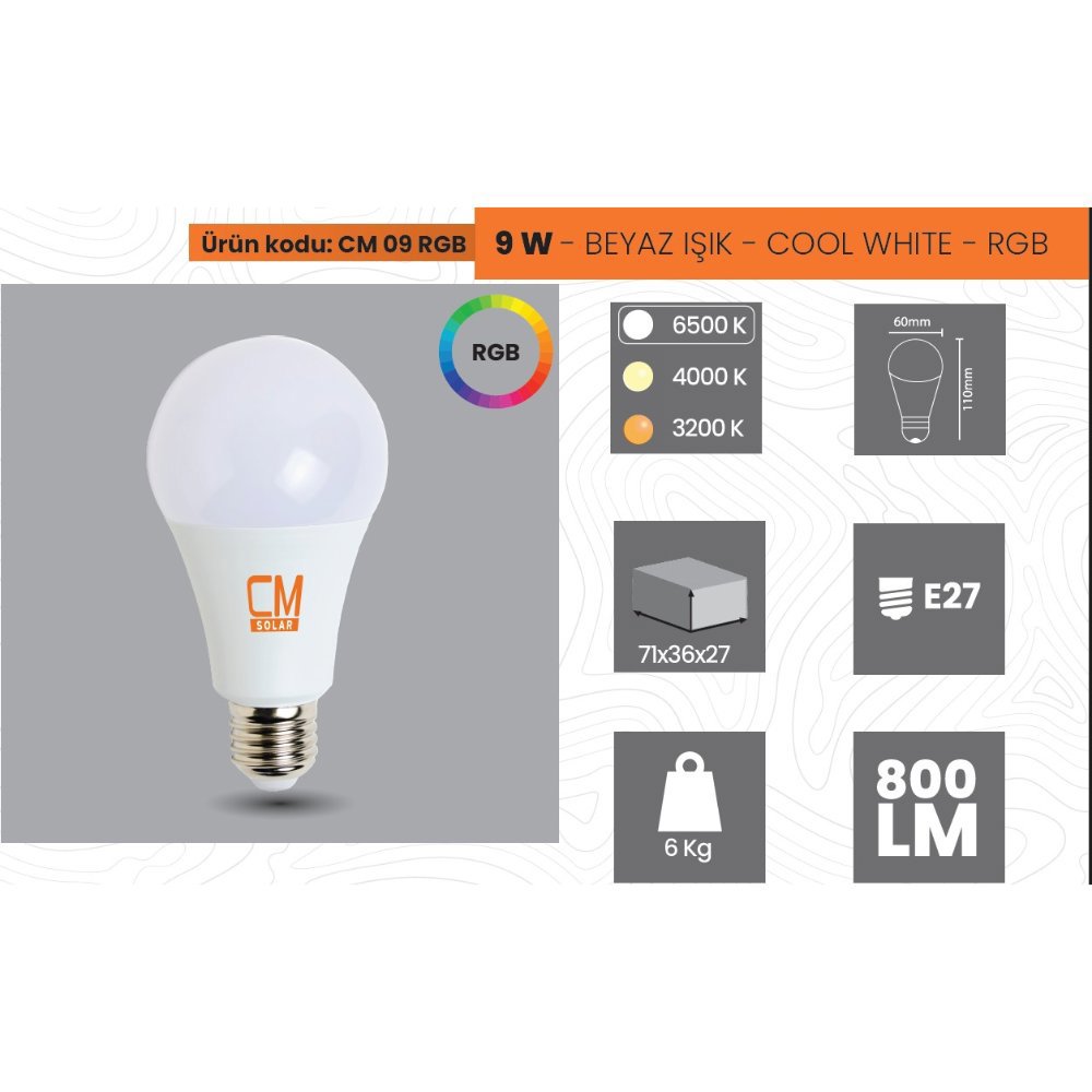CM Led Ampul 9W 6500K E27 Beyaz