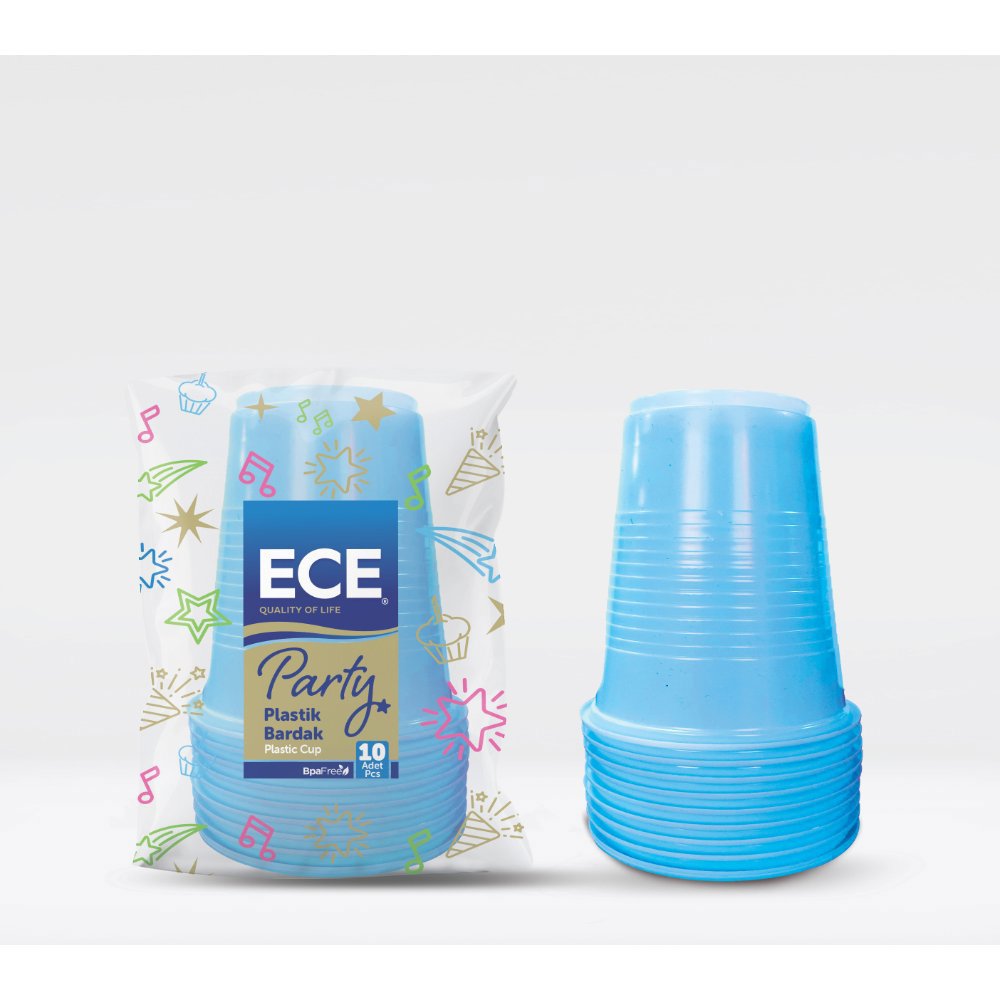 ECE PARTY PLASTİK BARDAK MAVİ 200cc 10'lu (x45) PL:70