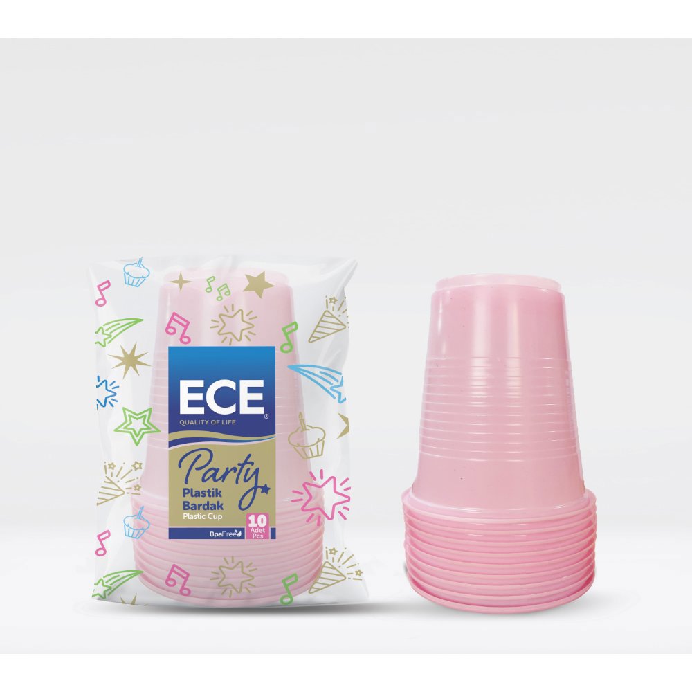 ECE PARTY PLASTİK BARDAK PEMBE 200cc 10'lu (x45) PL:70