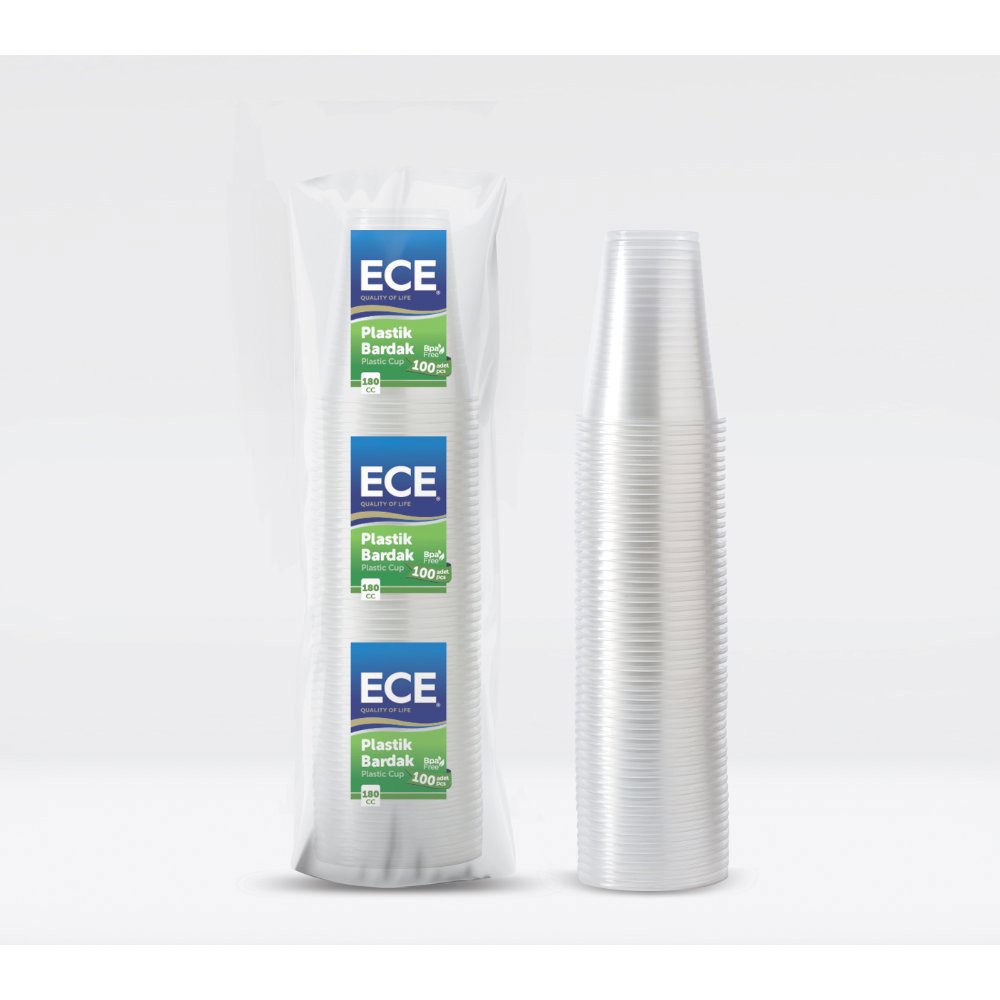 ECE PLASTİK BARDAK ŞEFFAF 180cc 1,7gr 100'lü (x30) PL:25