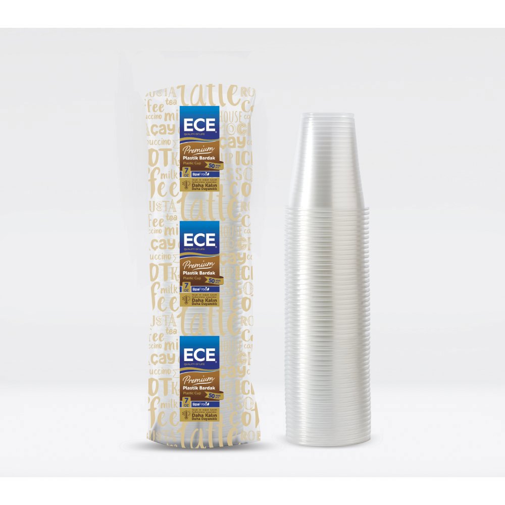 ECE PLASTİK BARDAK ŞEFFAF 180cc 3gr 50'li (x60) PL:15