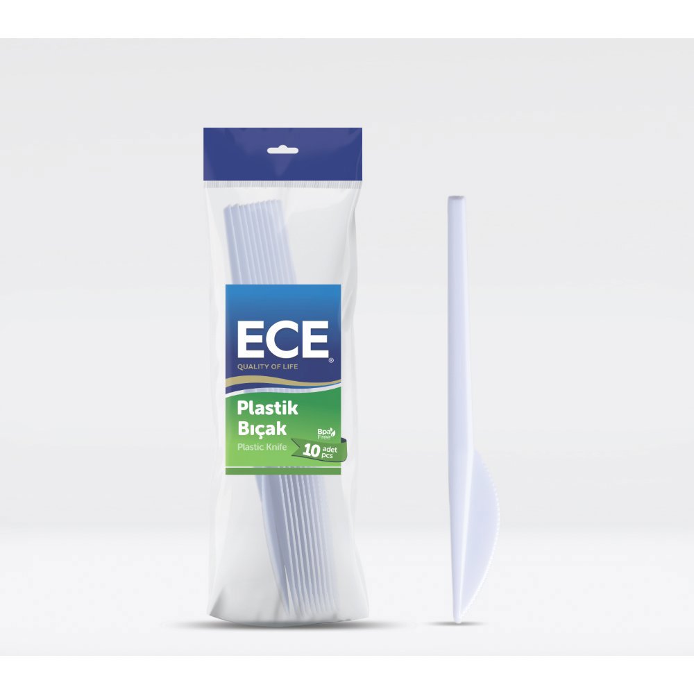 ECE PLASTİK BIÇAK BEYAZ Eko 10'lu (x100) PL:105