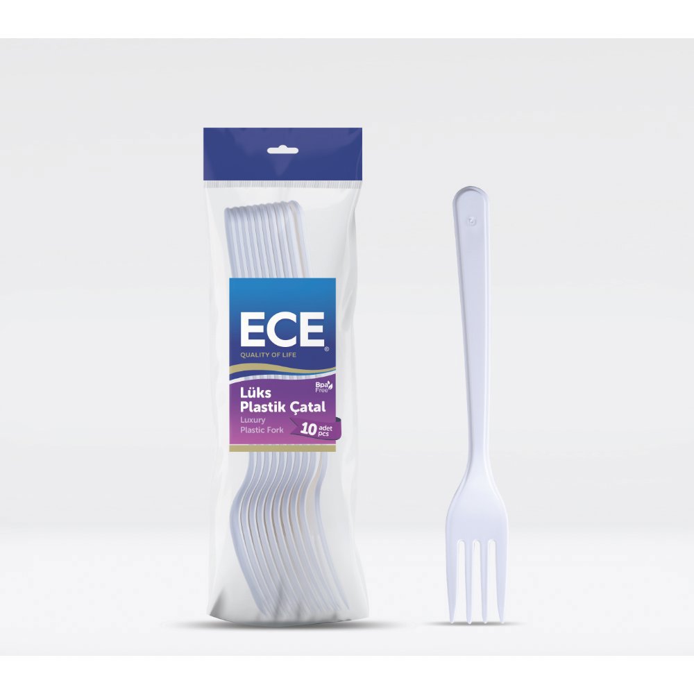 ECE PLASTİK ÇATAL BEYAZ Lüx 10'lu (x50) PL:105
