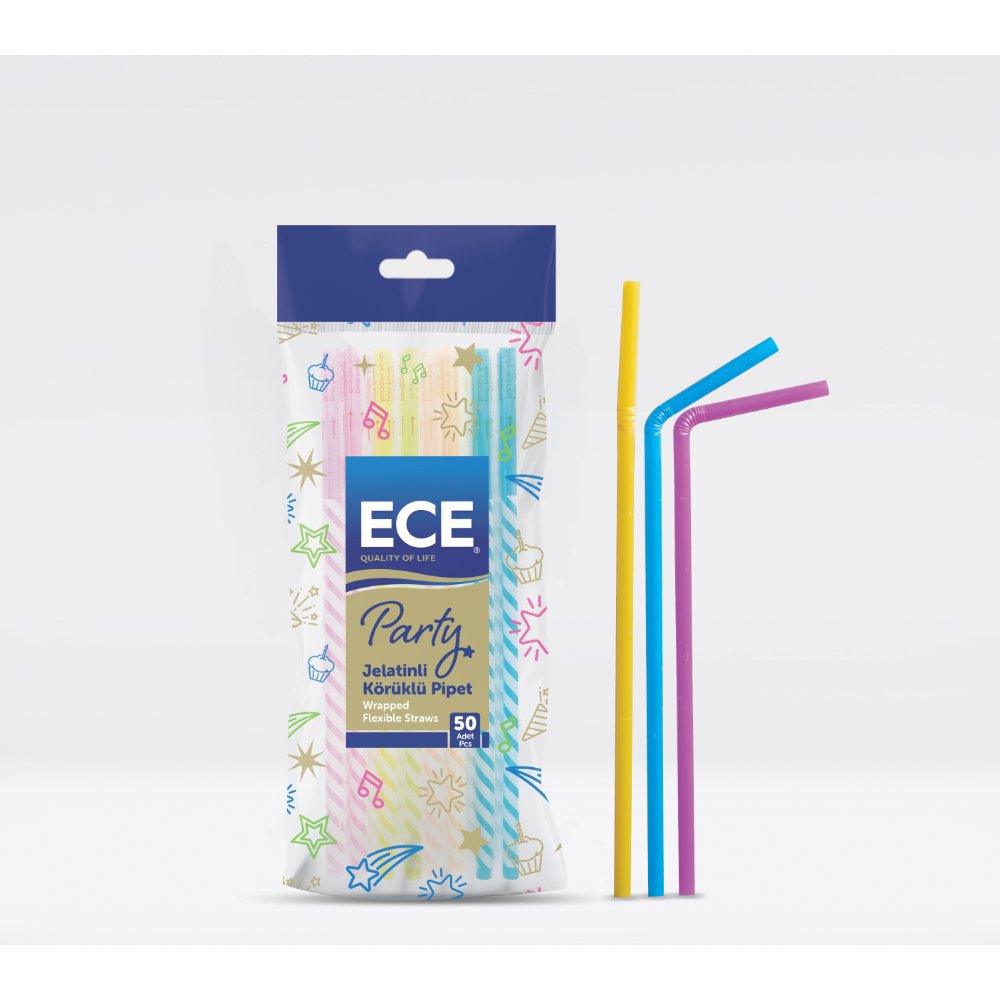 ECE PARTY PİPET  JELATİNLİ KÖRÜKLÜ 0,7cm 50'li (x24) PL:56