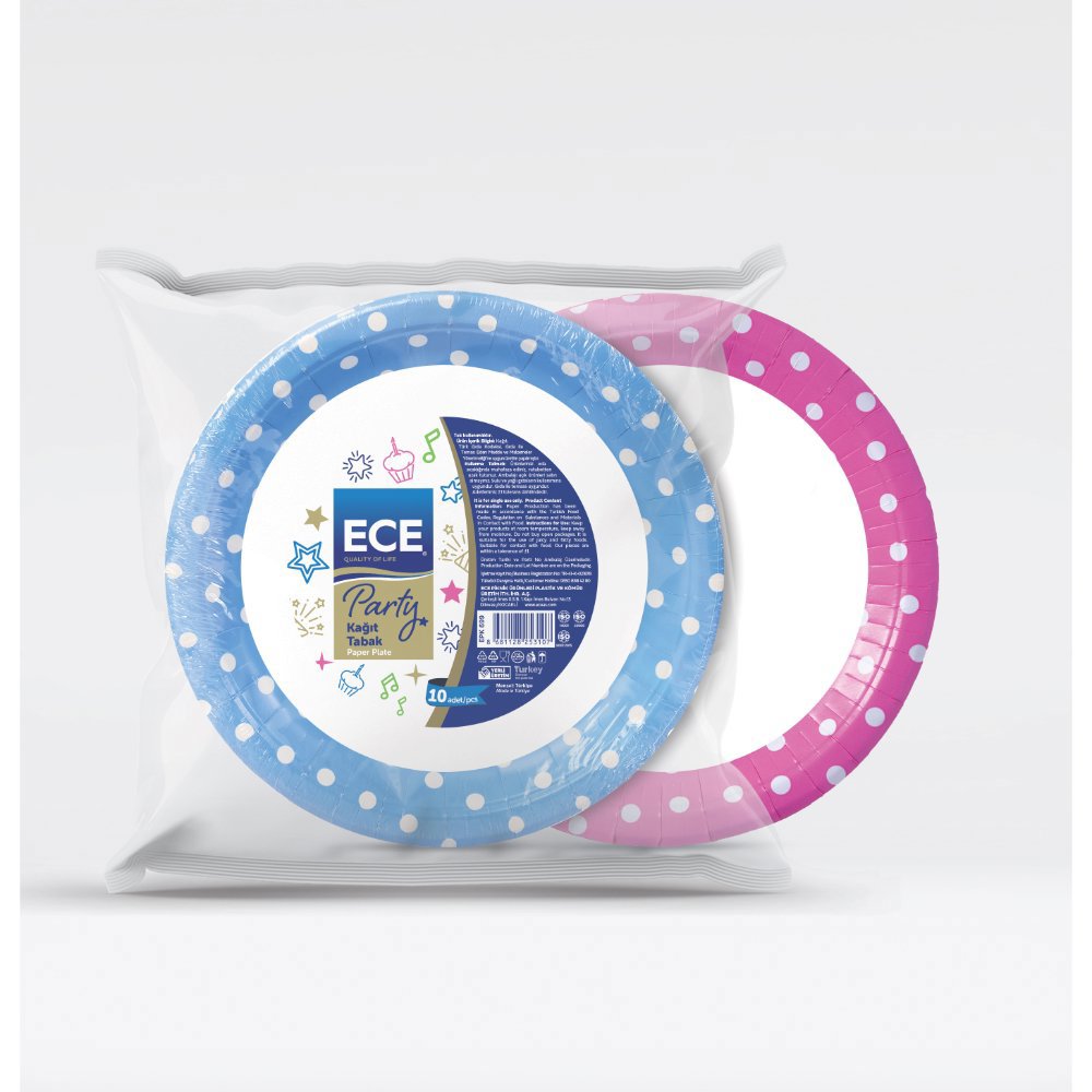 ECE PARTY KAĞIT TABAK PEMBE 22,5cm 10'lu (x40) PL:56