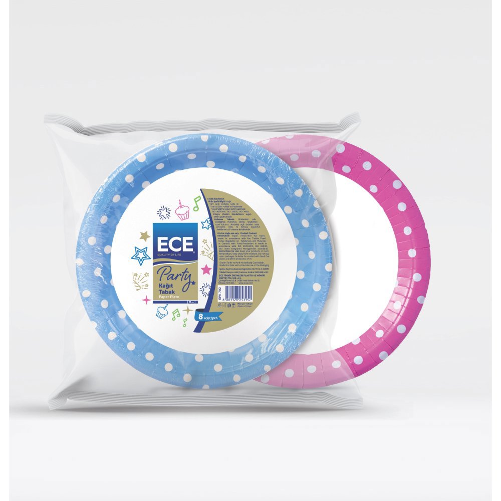 ECE PARTY KAĞIT TABAK MAVİ 22,5cm 8'li