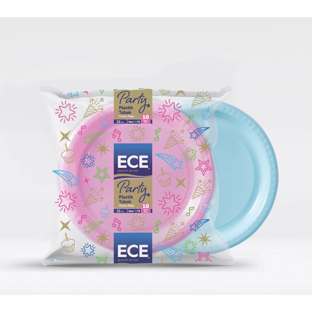 ECE PARTY PLASTİK TABAK PEMBE 22cm 10'lu (x36) PL:91