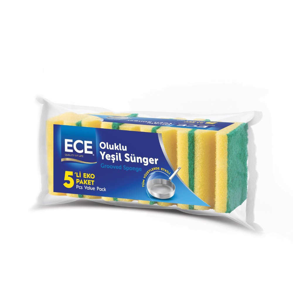 ECE BULAŞIK SÜNGERİ OLUKLU 5'li (x48) PL:30