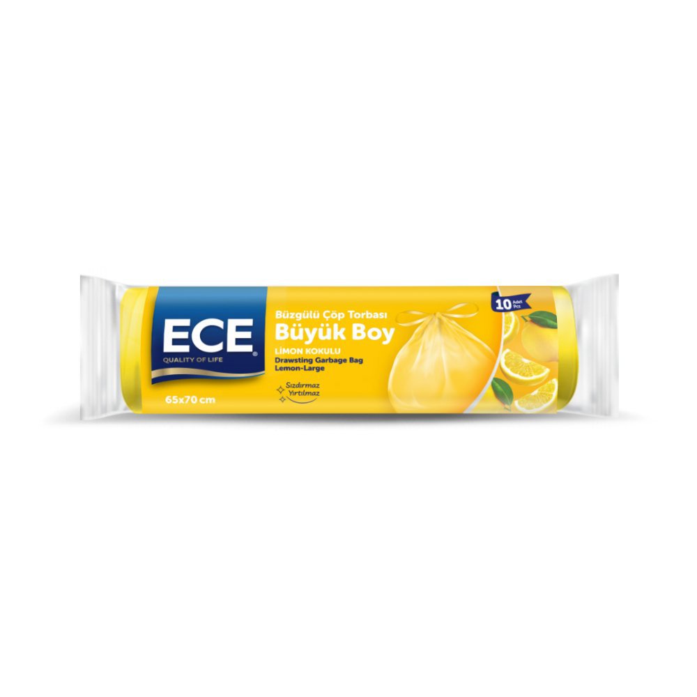 ECE ÇÖP TORBASI BÜZGÜLÜ LiMON BÜYÜK 65X70cm 10'lu (x25) PL:105