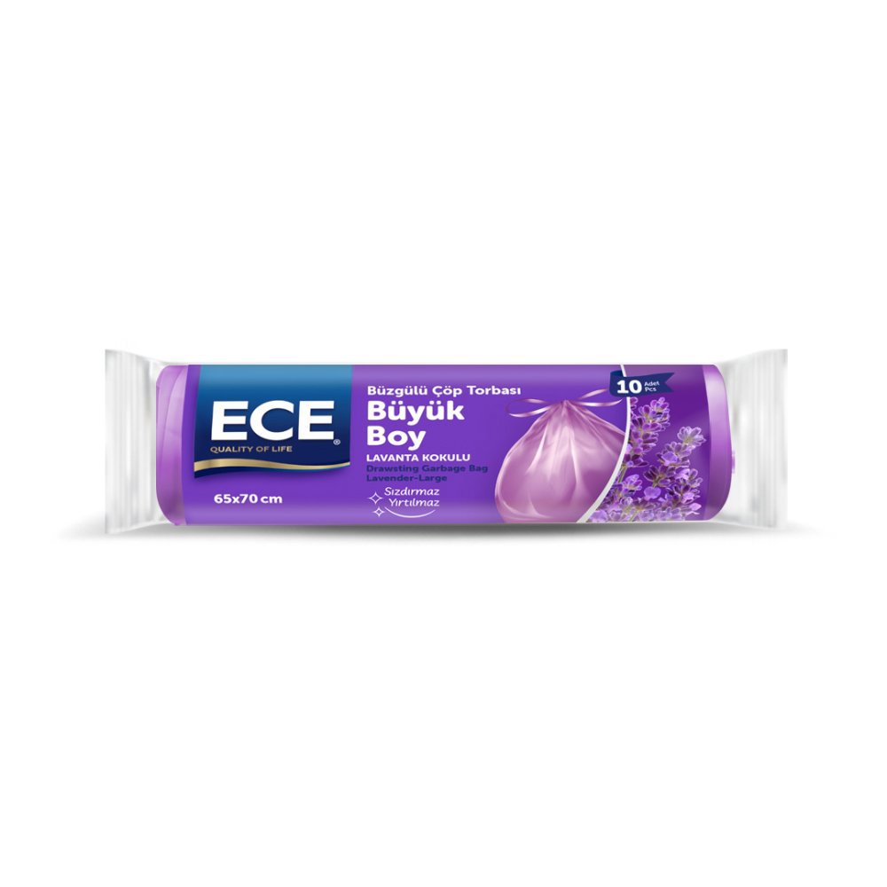ECE ÇÖP TORBASI BÜZGÜLÜ LAVANTA BÜYÜK 65X70cm 10'lu (x25) PL:105