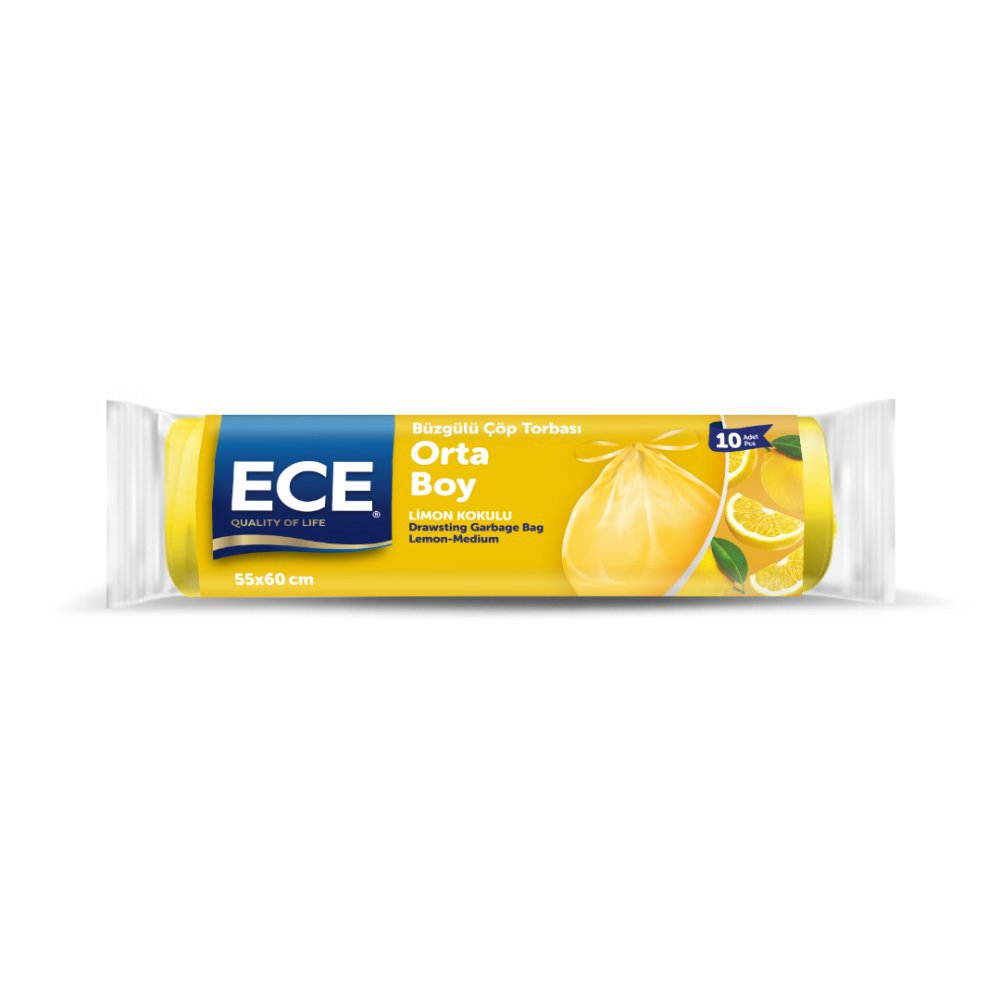 ECE ÇÖP TORBASI BÜZGÜLÜ LiMON ORTA 55X60cm 10'lu (x25) PL:96