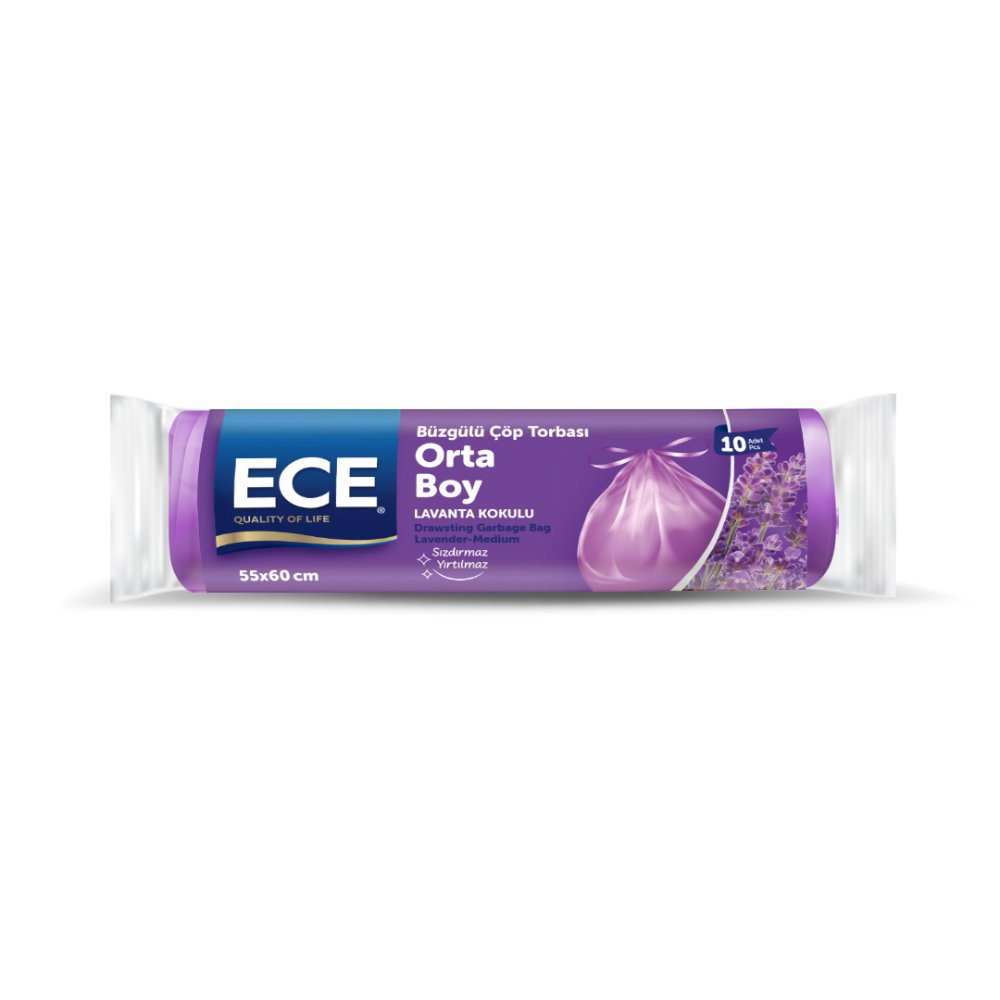 ECE ÇÖP TORBASI BÜZGÜLÜ LAVANTA ORTA 55X60cm 10'lu (x25) PL:96