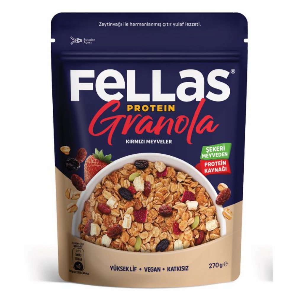 Fellas Vegan Protein Granola Kırmızı Meyveler 270gr