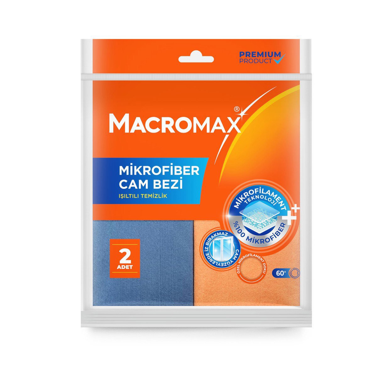 Macro Max Mikrofiber Cam Kavanoz Bezi 2'li