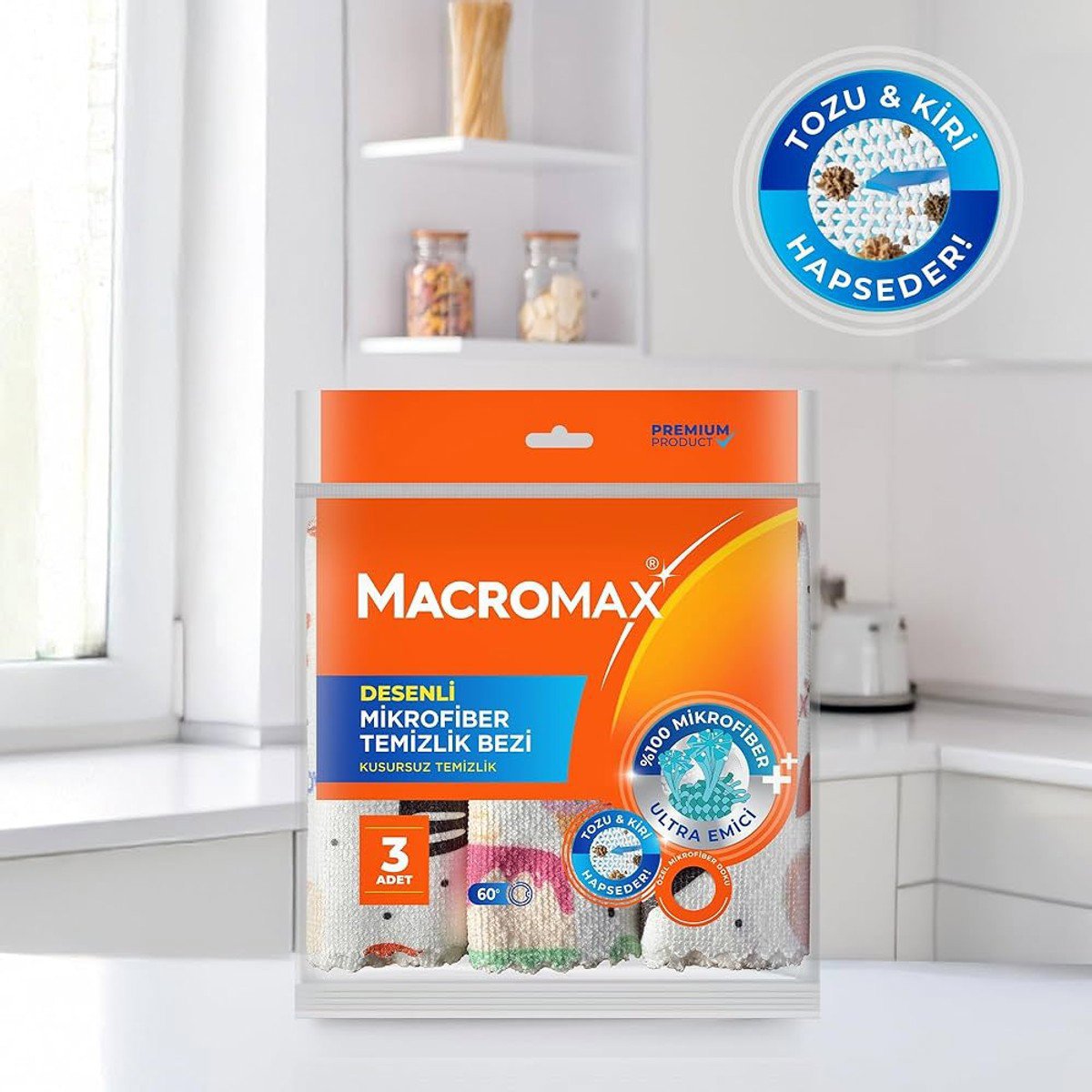 Macro Max Mikrofiber Bez Renk 3'lü