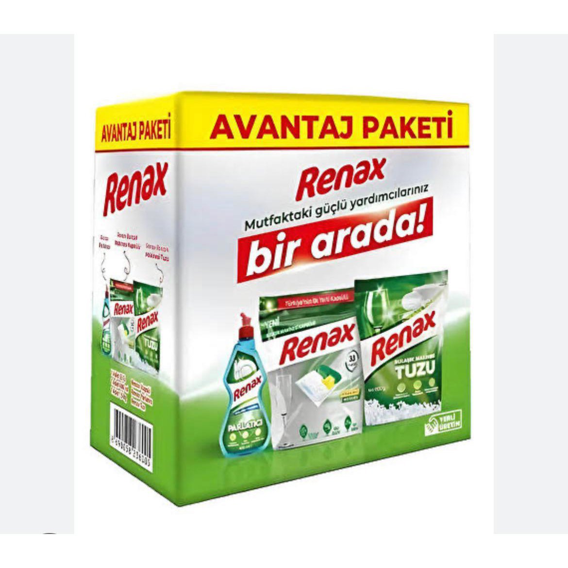 Renax Avantaj Paket / Bulaşık (Tuz 1,5kg , Parlatıcı 400ml , Kapsül 33'li)