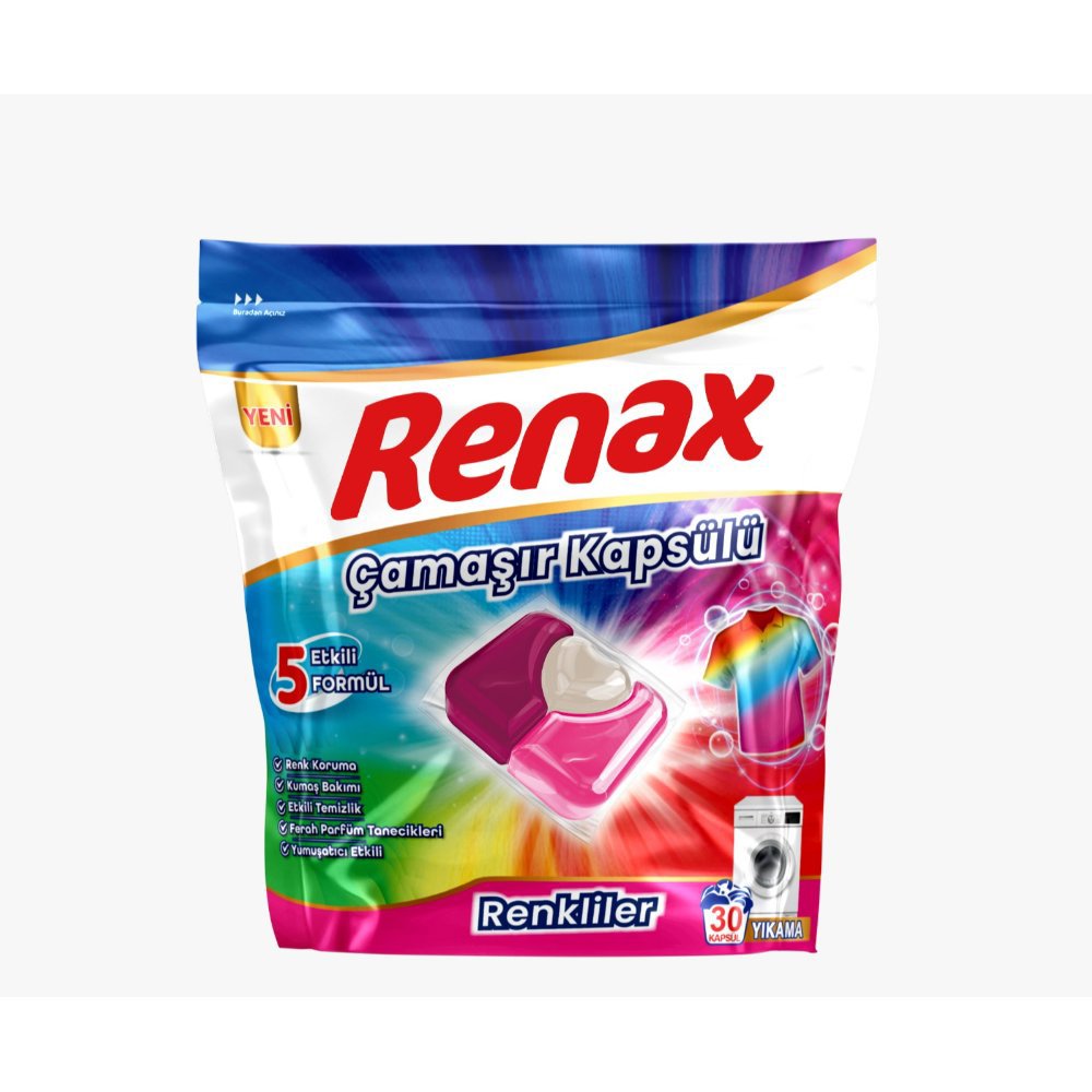 Renax Çamaşır Kapsülü Renkliler 30'li 480g