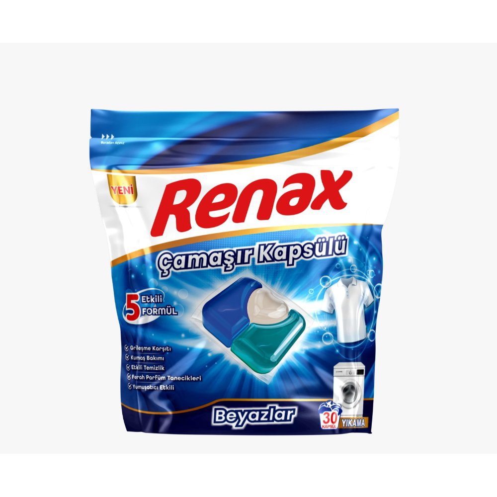 Renax Çamaşır Kapsülü Beyazlar 30'li 480g