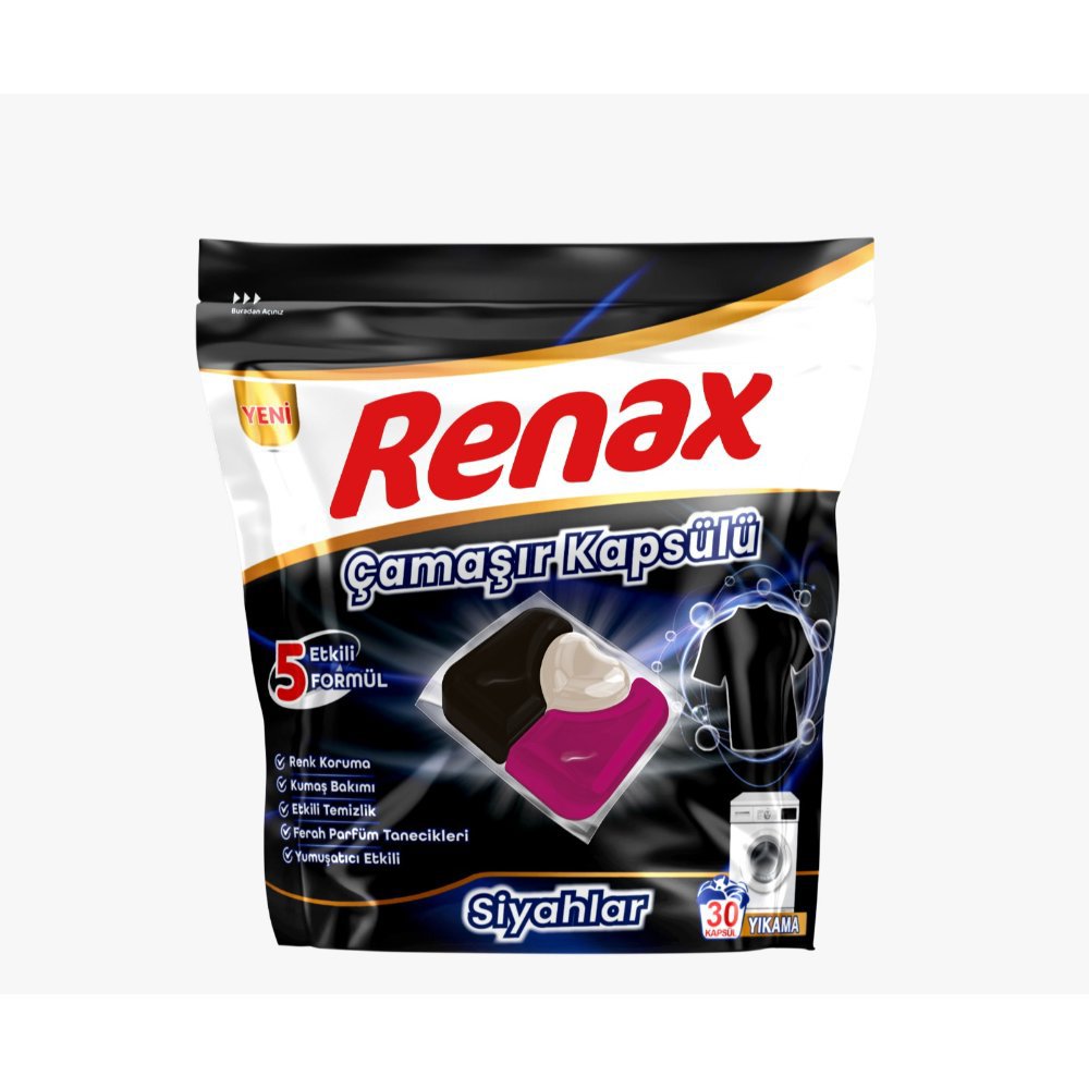 Renax Çamaşır Kapsülü Siyahlar 30'li 480g