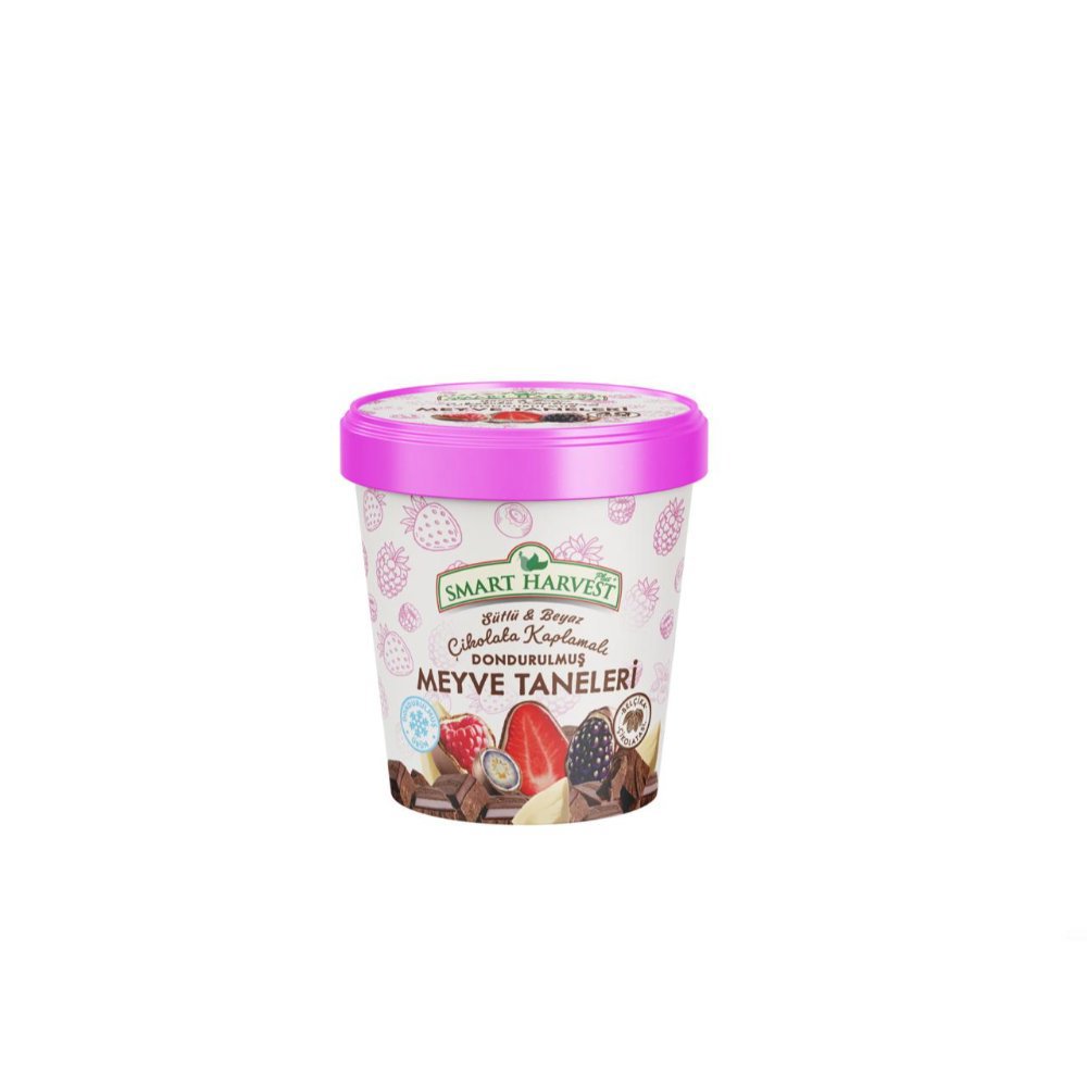 SMART HARVEST DONUK MEYVE TANELERİ - SÜTLÜ BEYAZ ÇİKOLATA KAPLI BERRY MİX 150 gr (x16)