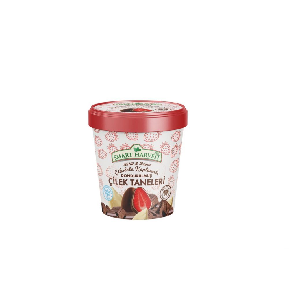 SMART HARVEST DONUK MEYVE TANELERİ - SÜTLÜ BEYAZ ÇİKOLATA KAPLI ÇİLEK 150 gr (x16)